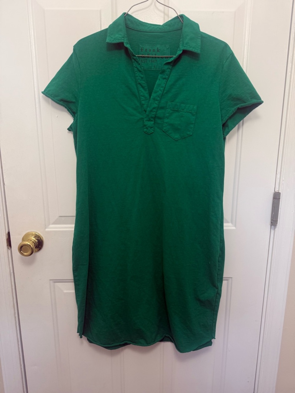 Frank And Eileen Kelly Green Short Sleeve Polo Dress L Summer Casual Preppy